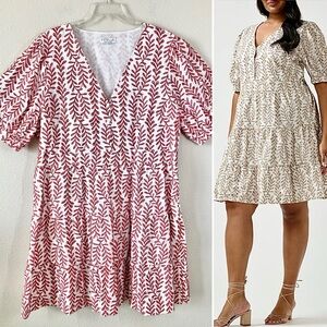 ESTELLE White Eyelet Lace Midi Dress La Croisette Tiered Boho Cottagecore 3X